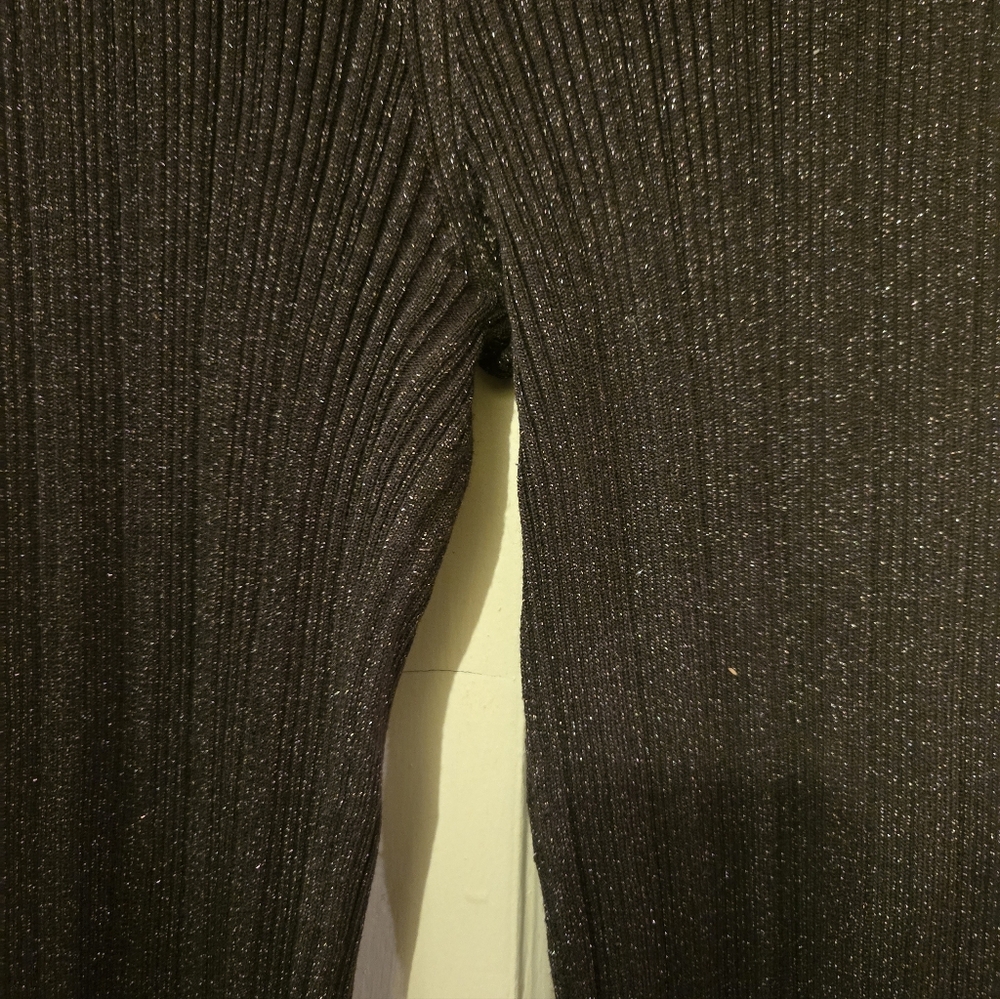 Brown Ribbed Flared Knit Pants - Picture 4 of 5